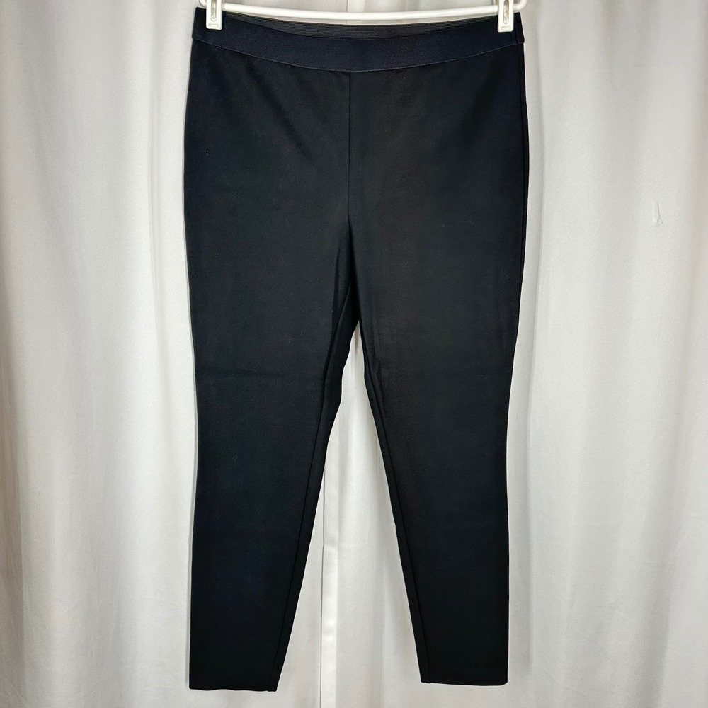 Talbots Soho Ankle Fit Black Pants Size 12 Pull On Slim Stretch Career